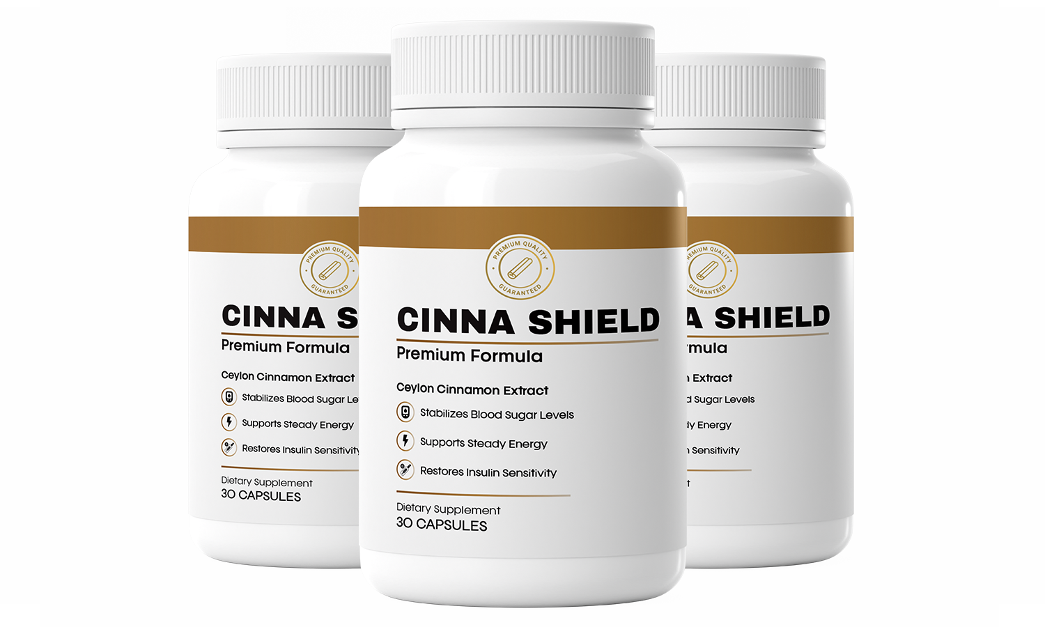 Three Cinna Shield bottles — 30 capsules each